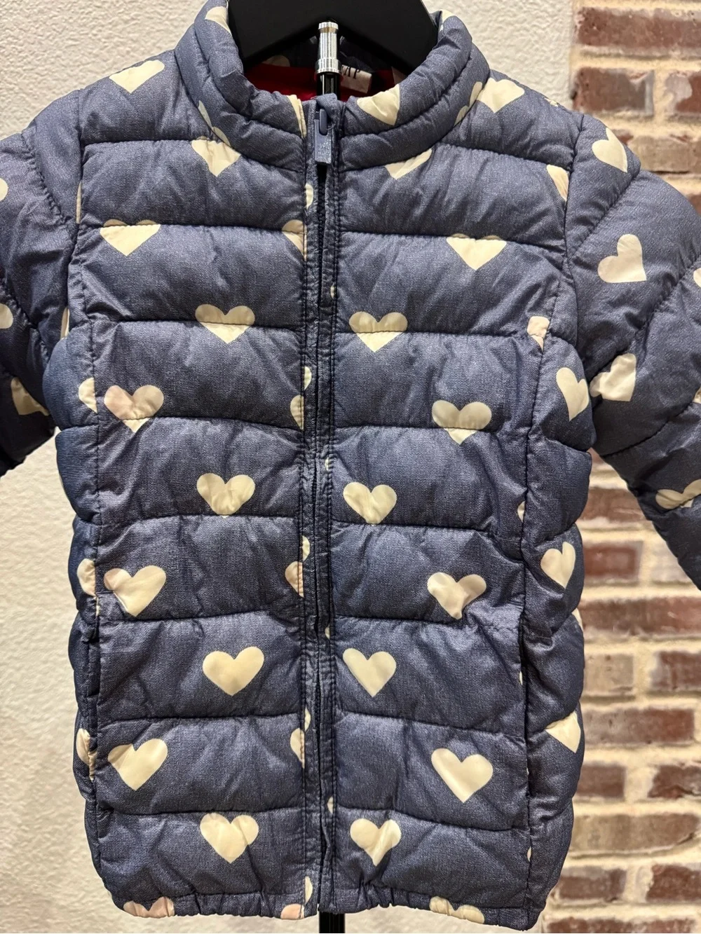Baby Gap Kids Navy & White Heart Print Puffer Jacket / Coat Girls Size 5